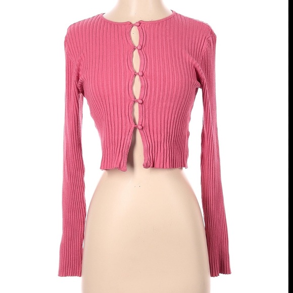 Urban Outfitters Pink Long Sleeve Cardigan Size Medium - Picture 1 of 5